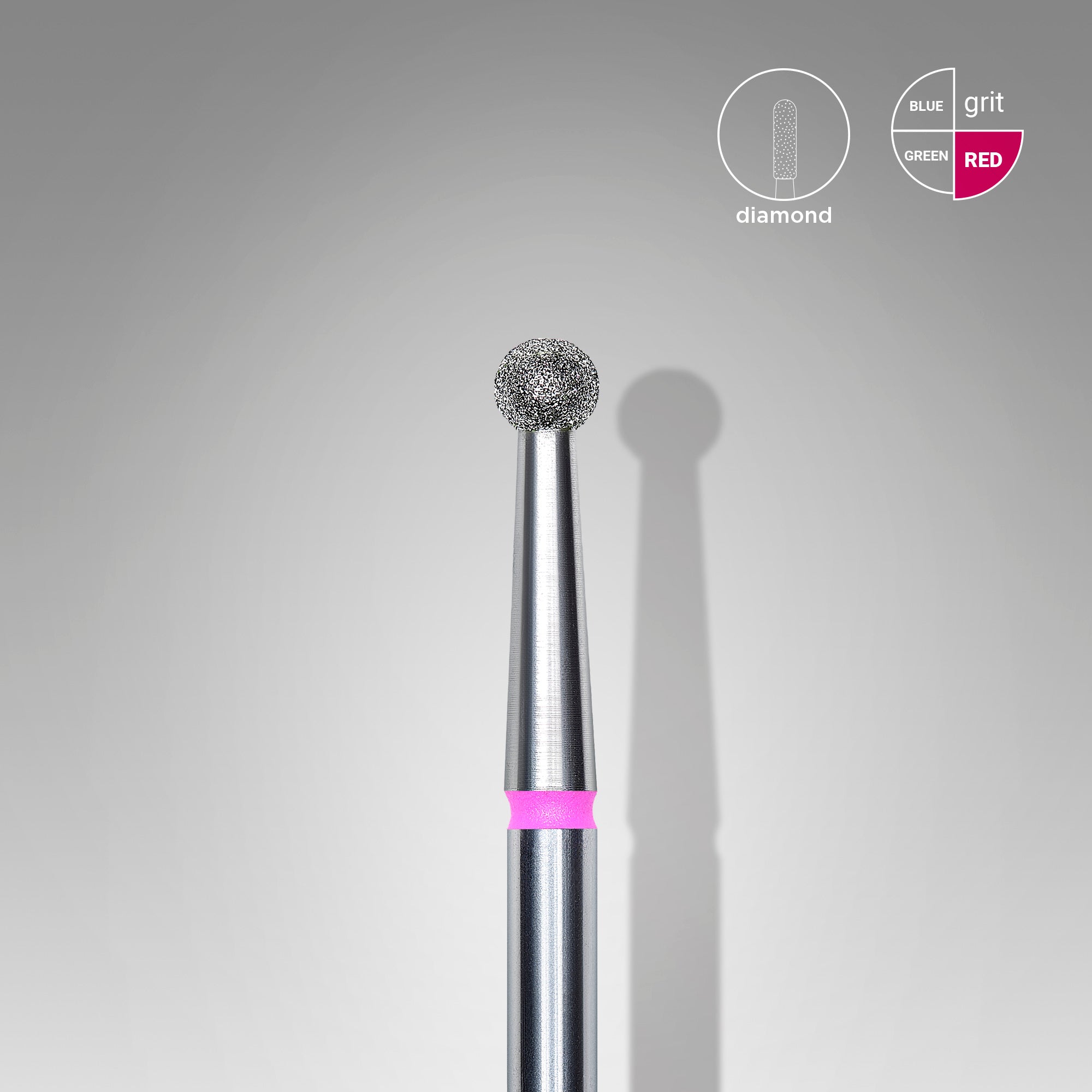Diamond nail drill bit, "ball", red, head diameter 2.7 mm image 0